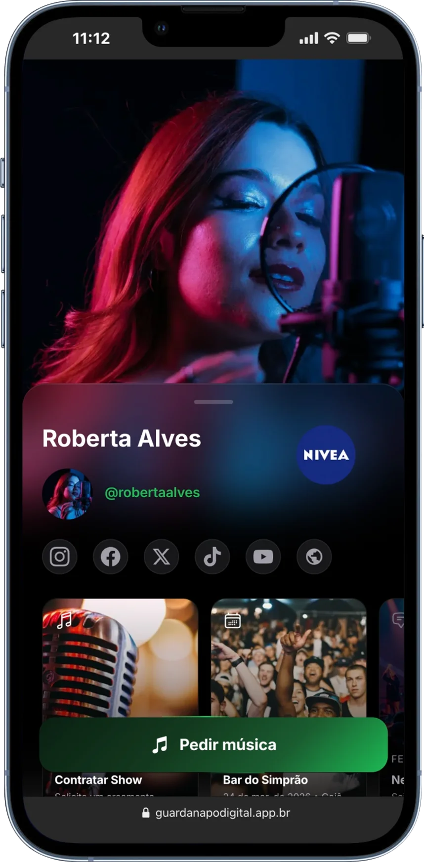 Página do artista no Guardanapo Digital